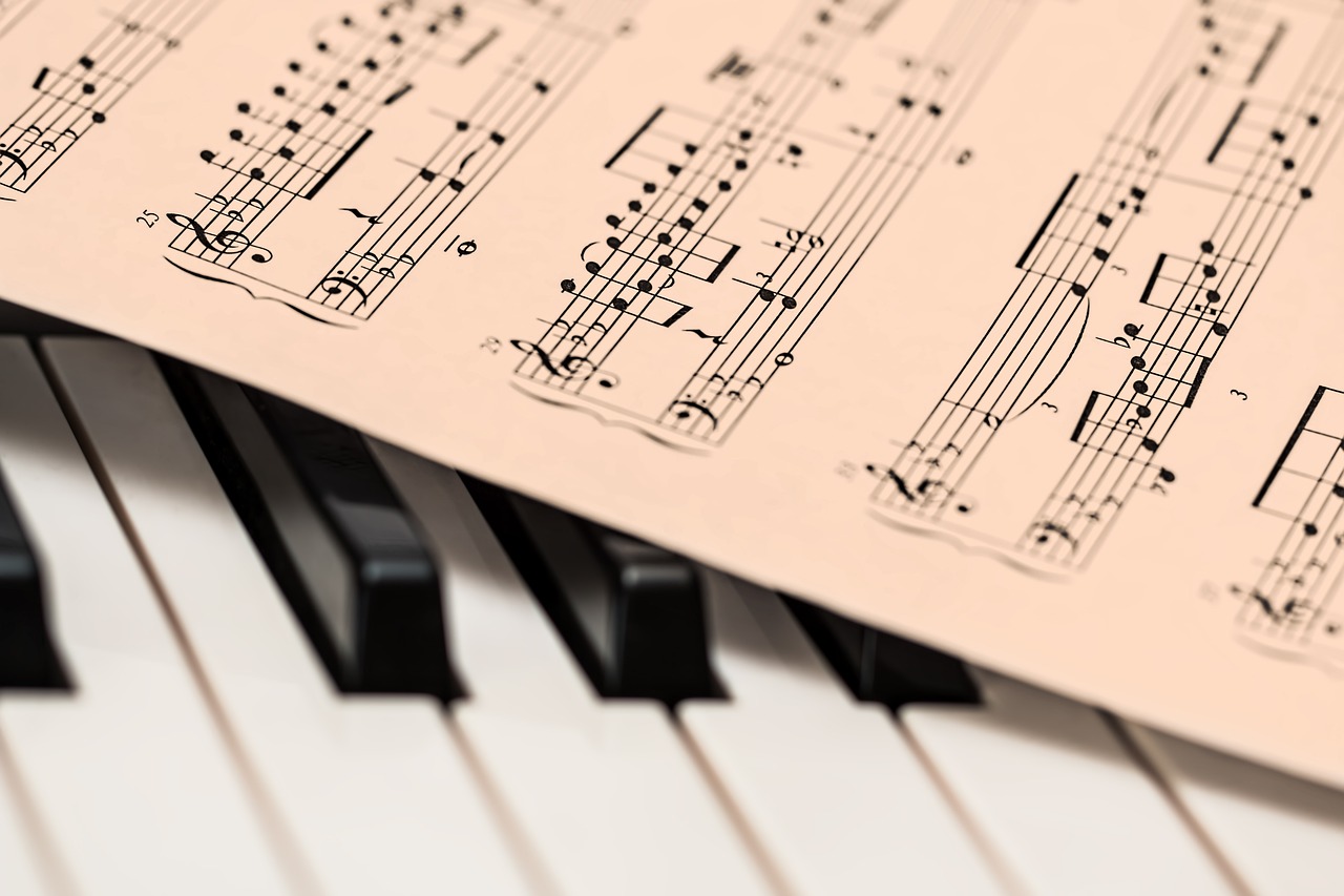 Music lessons - Picture of piano and music sheet