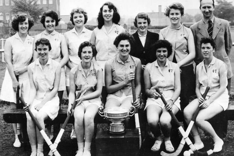 image of Singer Manufacturing Company, Department 47, Ladies Hockey Team, Cup Winners 1958.