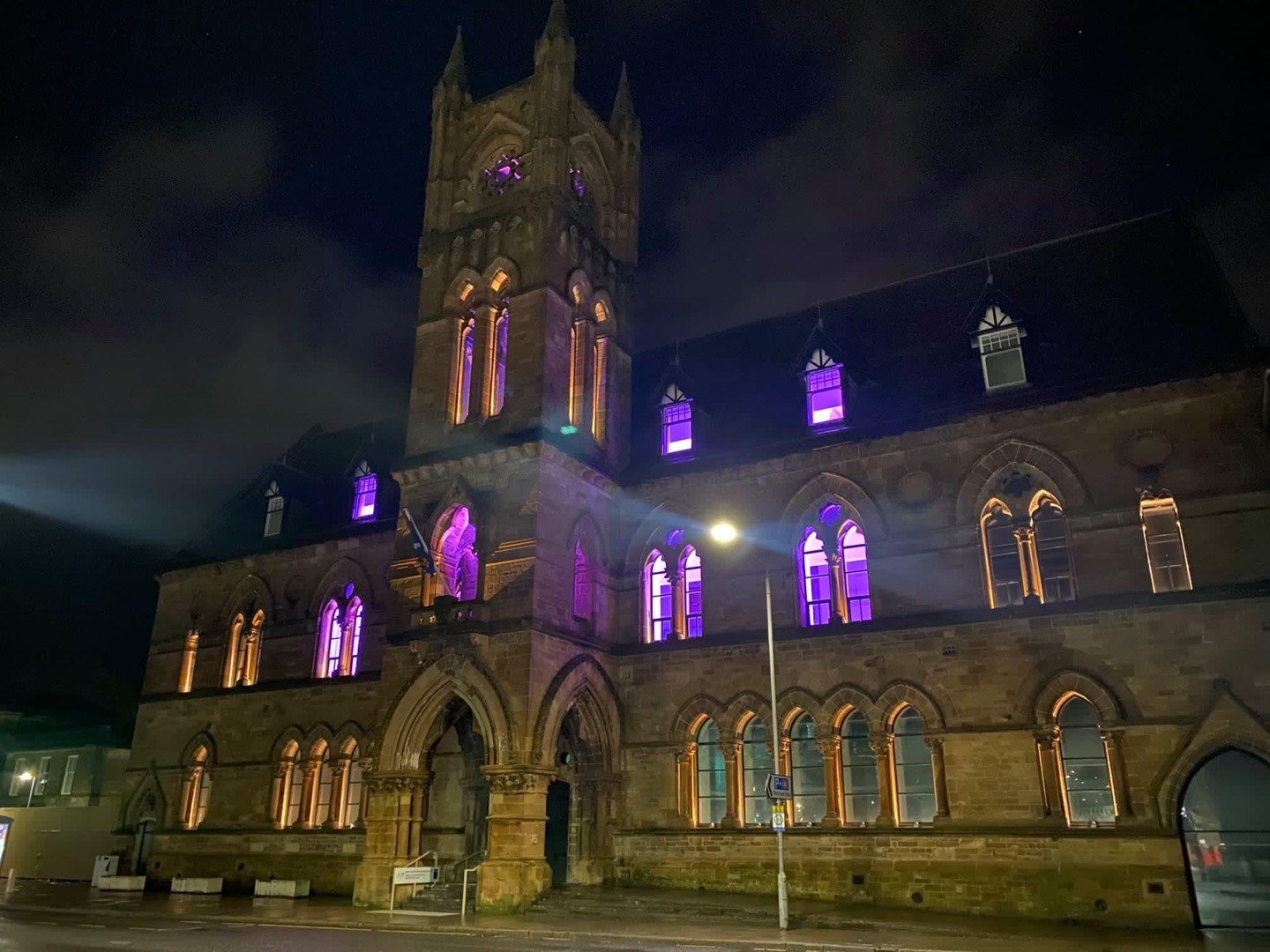 Council Offices in Church Street light up purple in support of World Mental Health Day