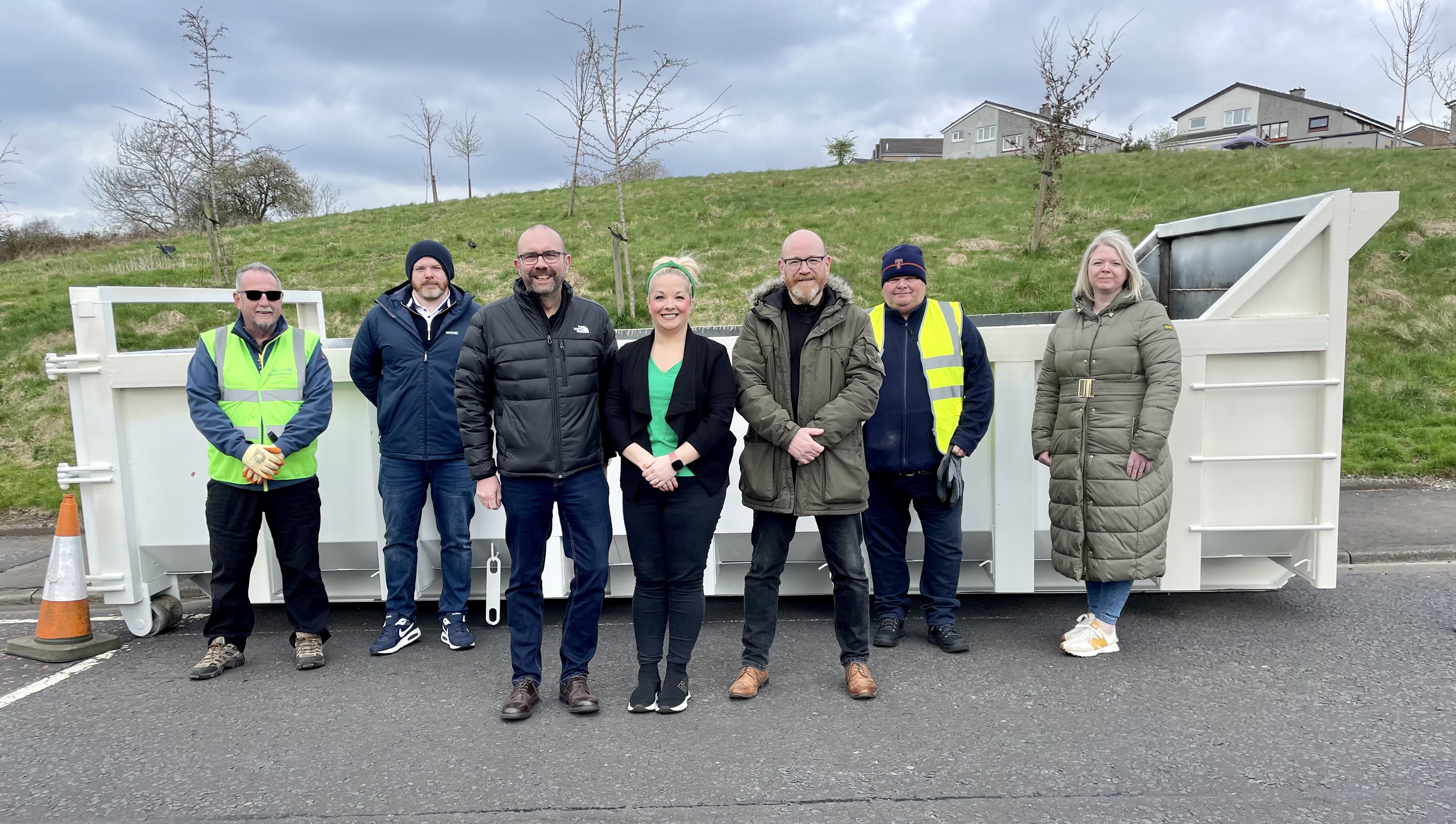 Spring Clean Up - skip with Councillors and residents